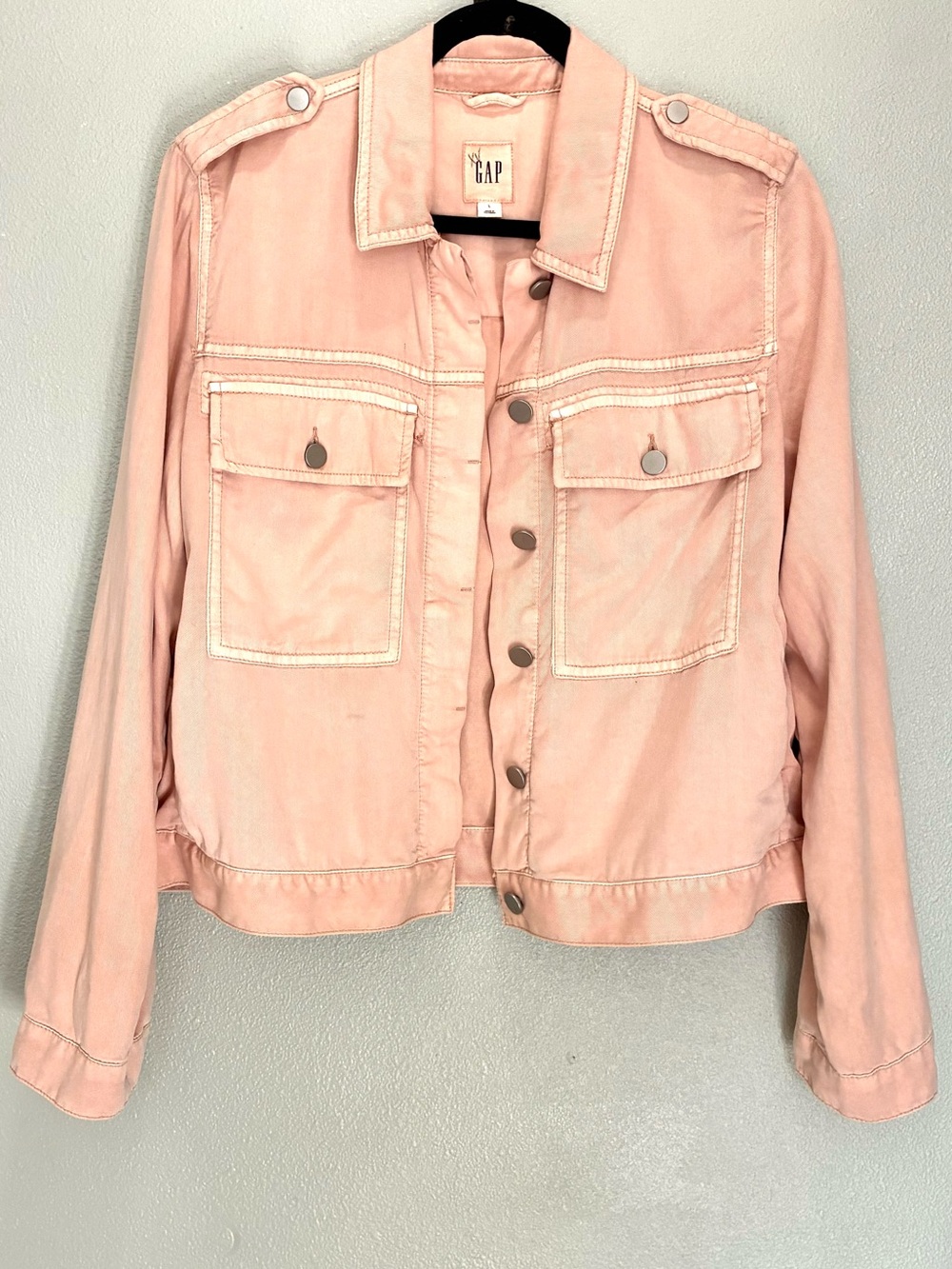 Gap Lyocell Utility Jacket Blush Pink Lightweight Shacket Women’s Large
